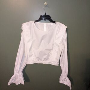 Frame Women's Cinched Shoulder-Tie Cropped Blouse